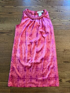 Tracy Negoshian Pink Patterned Sleeveless Shift Dress, Sz L